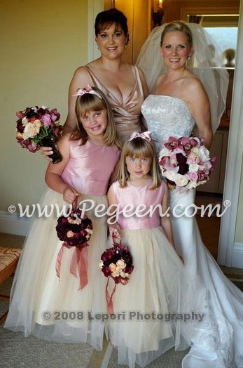 Pink and Buttercreme flower girl dresses