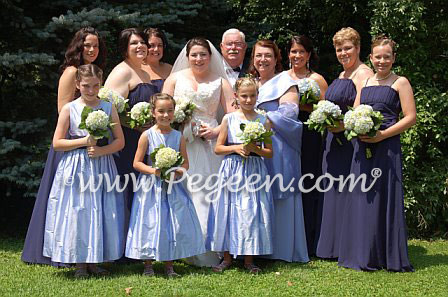 Wisteria and navy flower girl dresses junior bridesmaids dresses by Pegeen