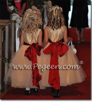 red holiday christmas flower girl dresses