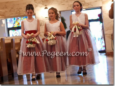 red holiday christmas flower girl dresses