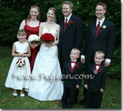 Red and white flower girl dresses