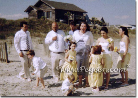 Yellow beach themed weddings flower girl dresses