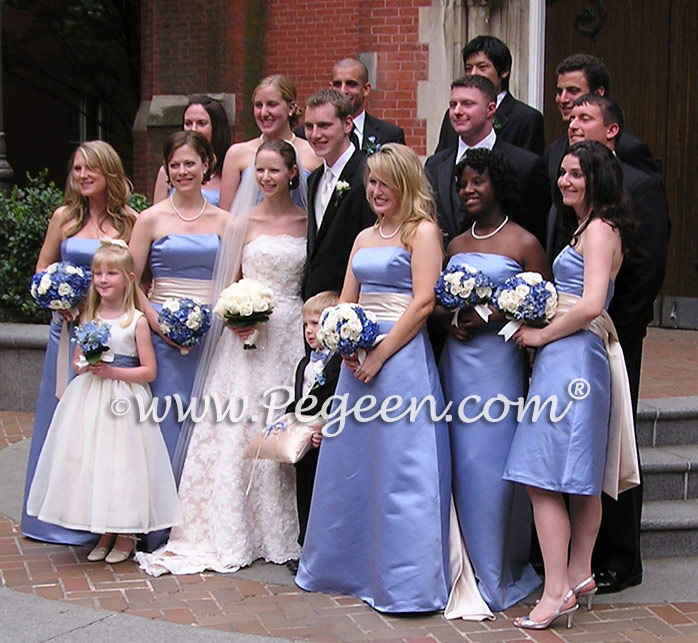 Periwinkle blue and ivory flower girl dresses - Style 313