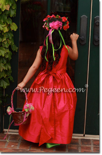 Flower Girl Dresses in Lipstick Pink Silk - Pegeen Flower Girl Dress Style 318