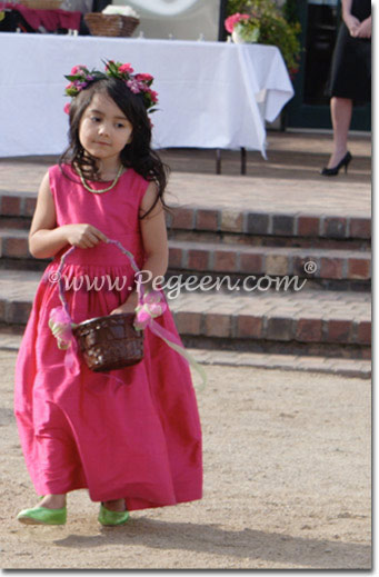 Flower Girl Dresses in Lipstick Pink Silk - Pegeen Flower Girl Dress Style 318