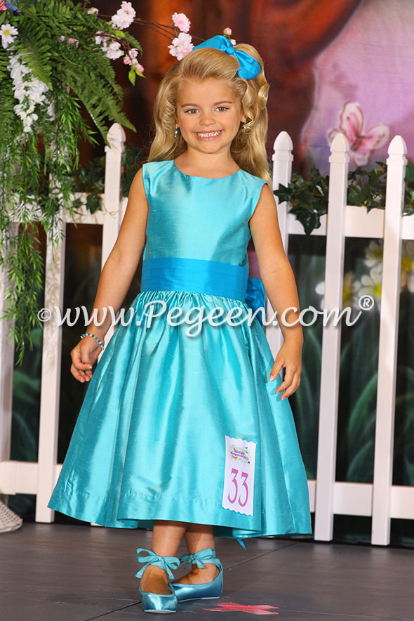 Flower girl dress in Turquoise and Deep Sea Style 345