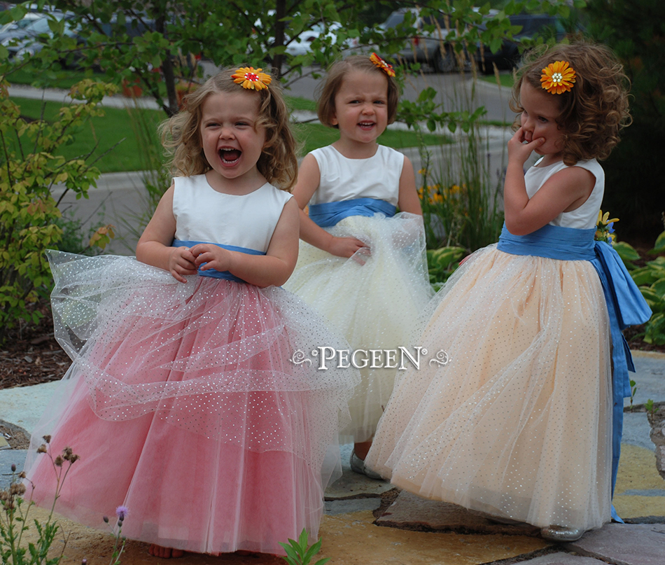 Pegeen Style 402 with Glitter tulle flower girl dresses for toddlers