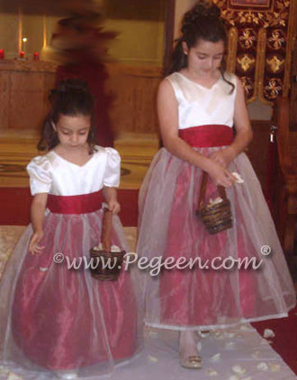 Pegeen Classic Style 309 White and red flower girl dresses