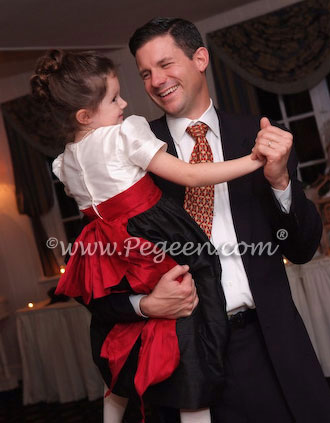 BLACK, WHITE AND EGGPLANT SILK FLOWER GIRL DRESSES 