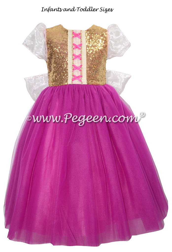Rapunzel style flower girl dress with Cinderella Bow