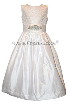 White First Communion with pintuck bodice and swarovski crystals