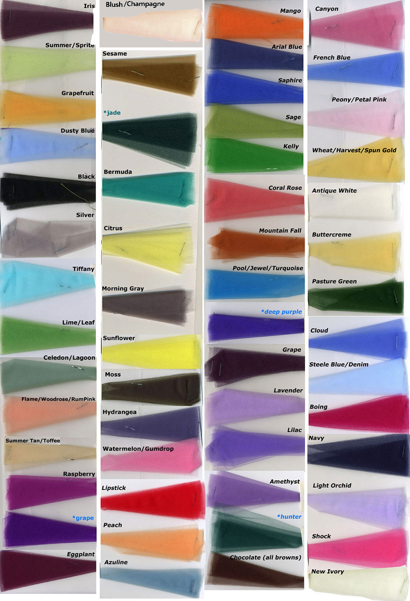 available tulle colors from Pegeen