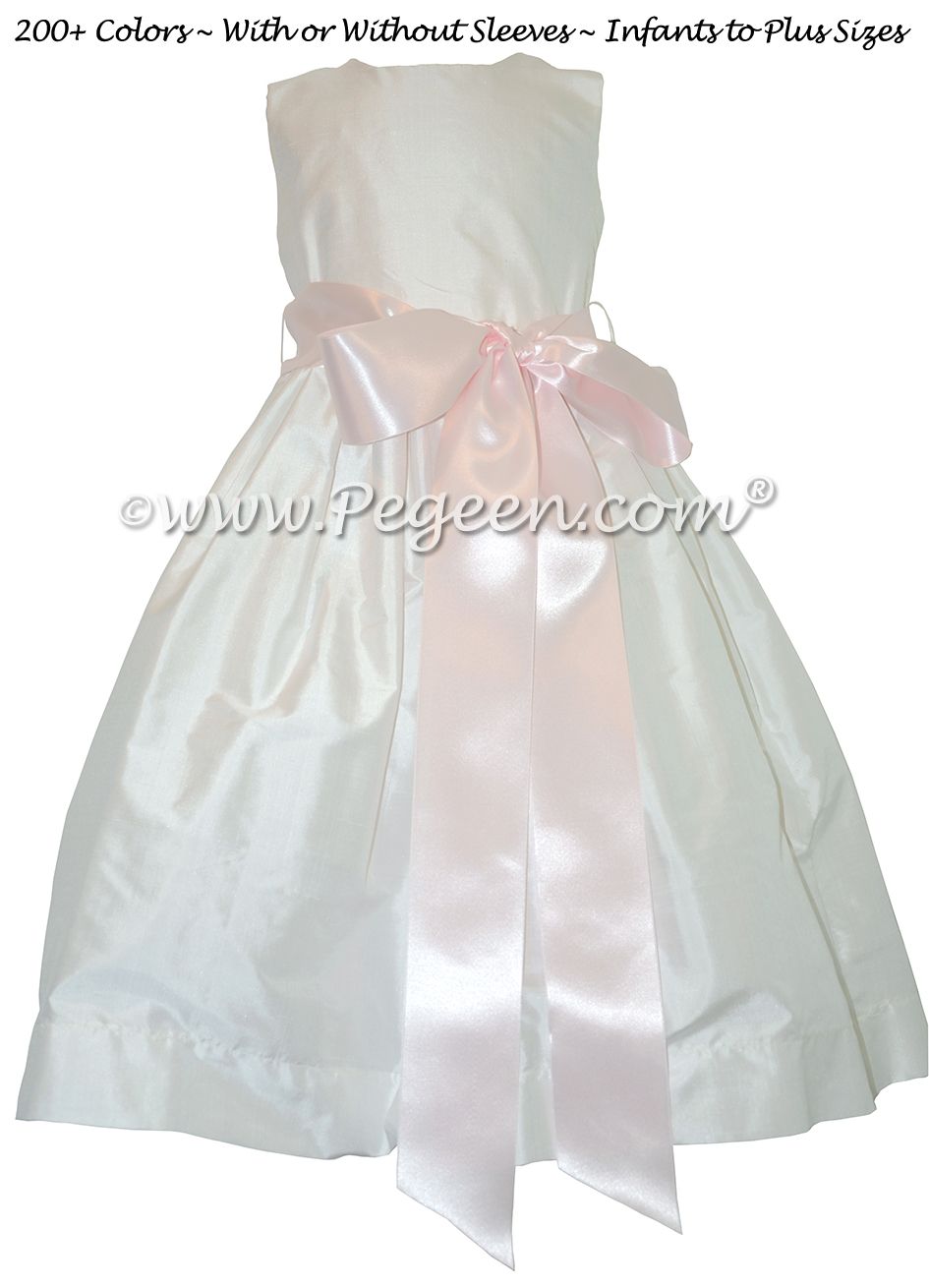 Flower Girl Dress Style 300 with Petal Pink Ribbon