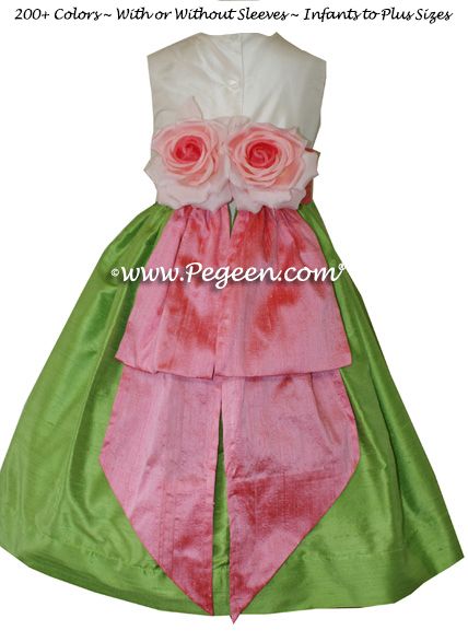 Details Flower Girl Dress Style 383 shown in Gumdrop & Jasmine - one of 200+ colors 