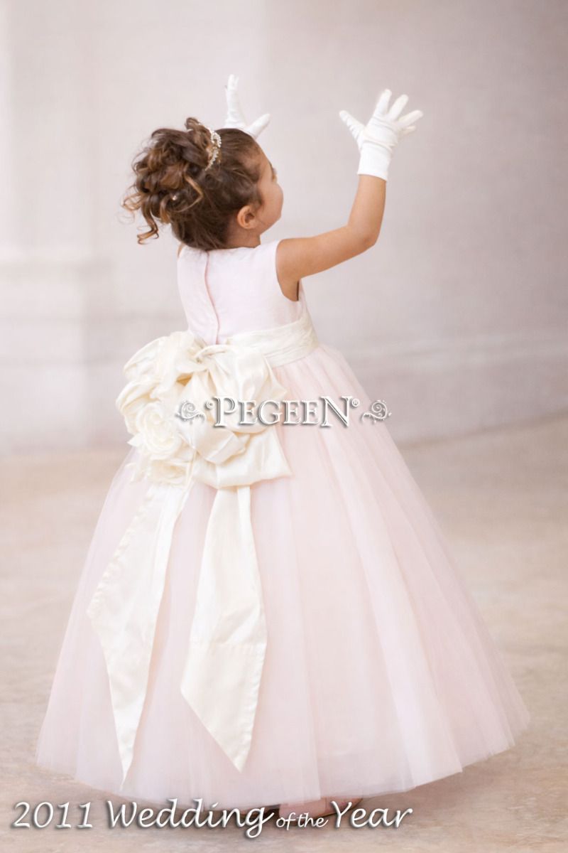 Style 402 Wedding of the Year 2011 in Ballet Pink with Signature Bustle, Crystal and Layered Tulle