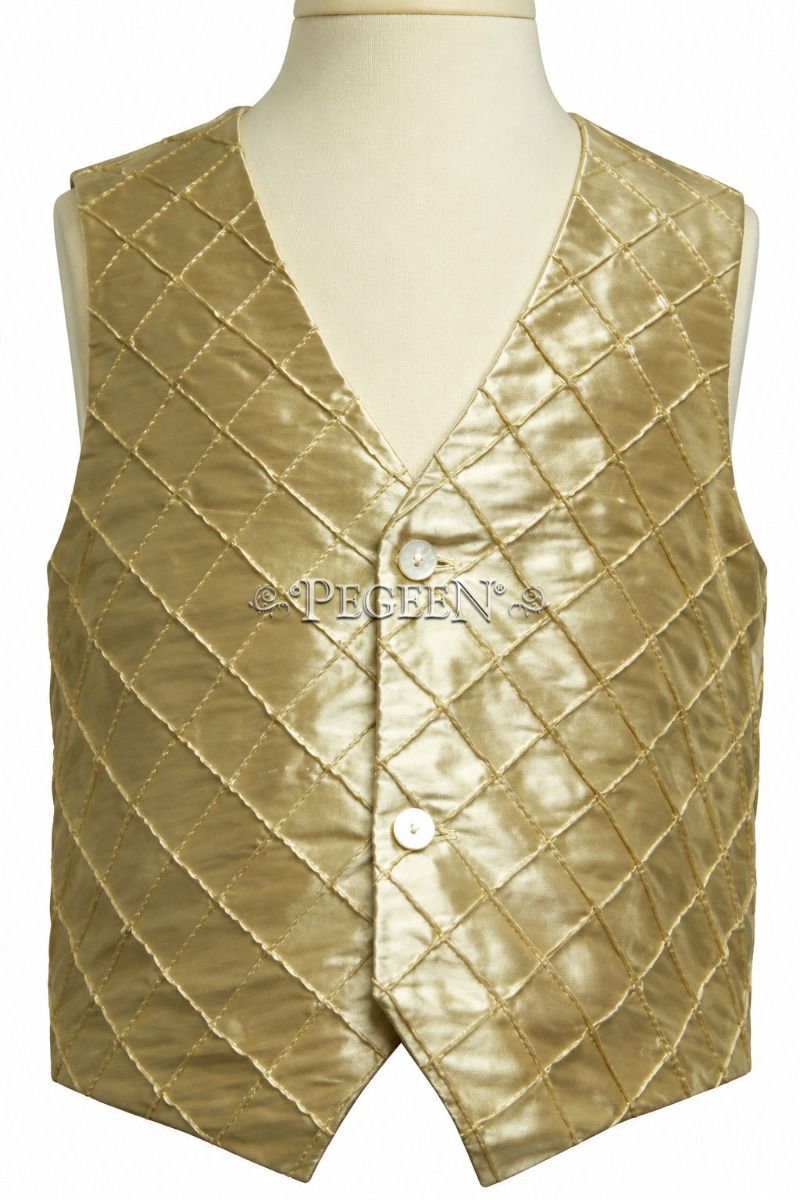 Boys Special Embroidered or Pintuck and Pearled Silk Vests