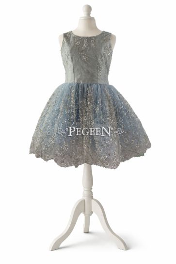 Couture Style 958 Dress Crystal, pearls, beaded netting over silk Jr Bridesmaids Dress Style 958
