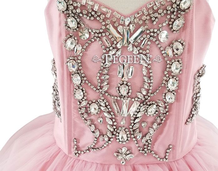 Junior or Bat Mitzvah dress with rhinestone trim