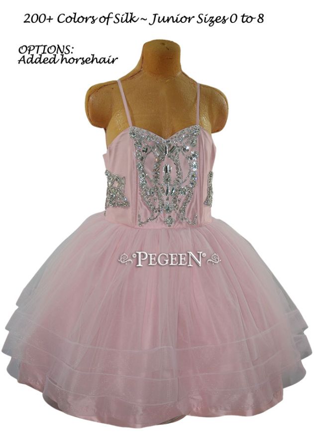 Junior or Bat Mitzvah dress with rhinestone trim