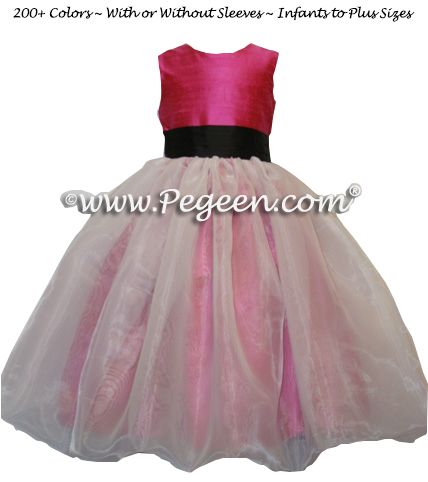 Flower Girl Dress Style 326 shown in Raspberry and Black - one of 200+ colors