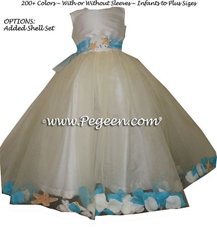 Flower Girl Dress Style 333 shown in New Ivory with Sea Shells - one of 200+ colors