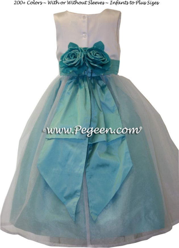 Details Flower Girl Dress Style 350 shown in Tiffany Blue - one of 200+ colors