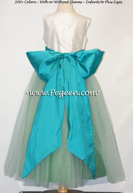 Flower Girl Dress Style 356 shown in Vine and Oceanic - one of 200+ colors