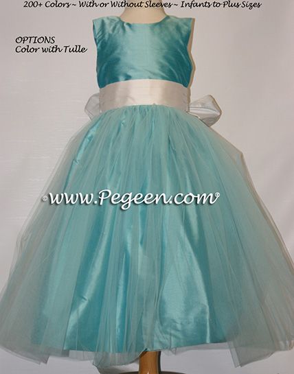 Flower Girl Dress Style 356 shown in Tiffany Blue - one of 200+ colors