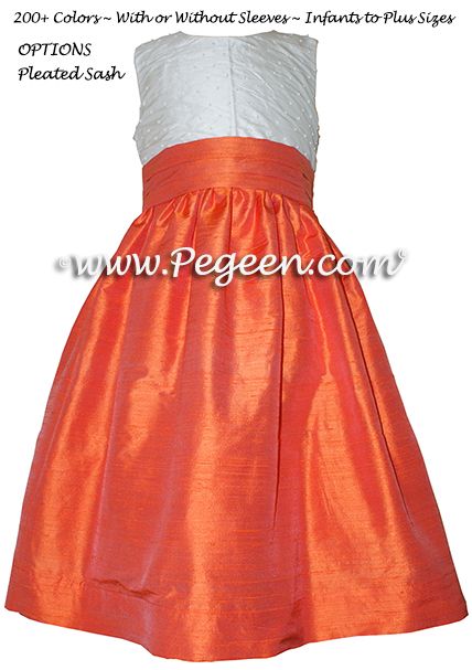 Details- Flower Girl Dress 370 shown in Orange/Pearls - one of 200+ colors 