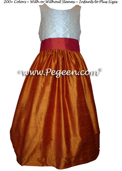 Flower Girl Dress 370 shown in Pumpkin and Spice - one of 200+ colors 