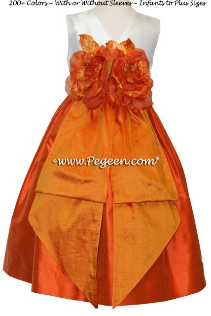 Details Flower Girl Dress Style 383 shown in Carrot & Tangerine - one of 200+ colors 