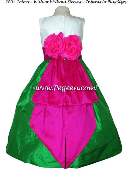 Details Flower Girl Dress Style 383 shown in Shamrock & Fuschia - one of 200+ colors 