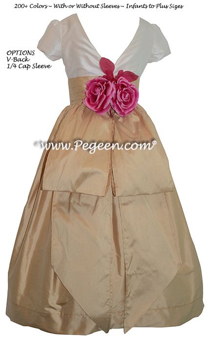 Details Flower Girl Dress Style 383 shown in Pure Gold - one of 200+ colors 