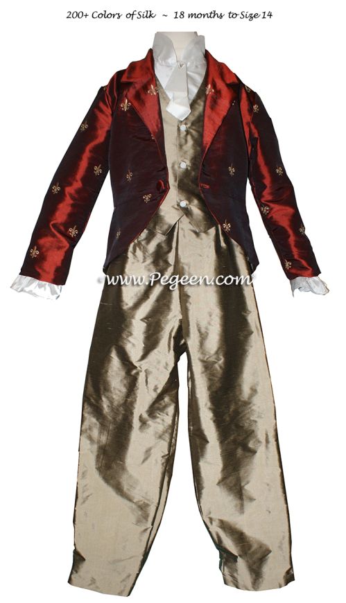 Boys Style 591 - Boys Page Boy Suit with Vest, Ruffle Shirt,Jabot & Embroidered Jacket