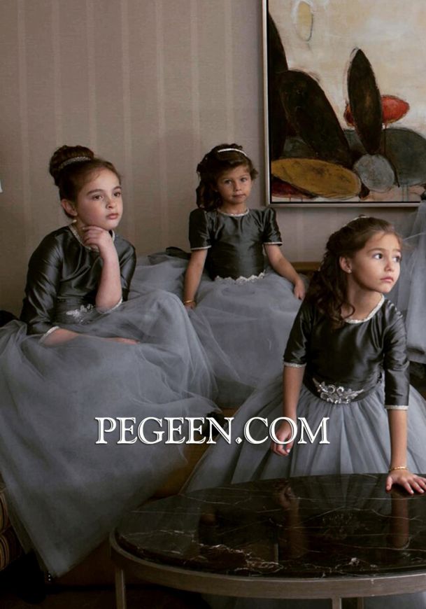 Pewter flower 2025 girl dresses