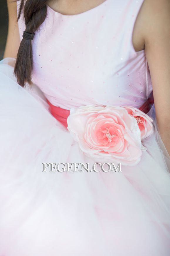 Ombre Tulle Silk Flower Girl or Jr Bridesmaids Dress Style 932