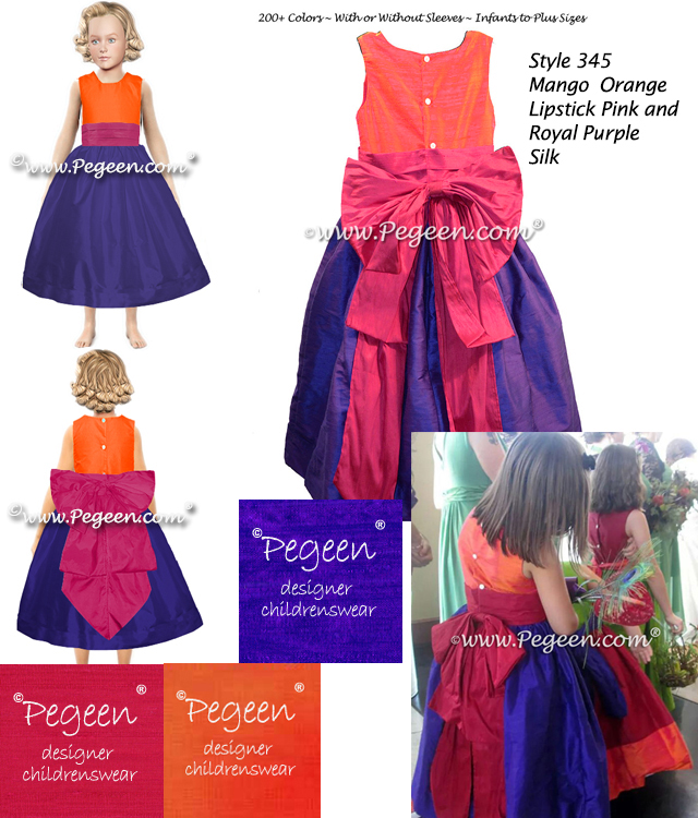 See a very creative combination of colors for these flower girl dresses