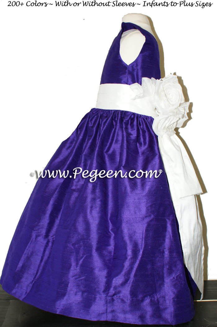 Purple Flower Girl Dress with Pegeen Signature Bustle
