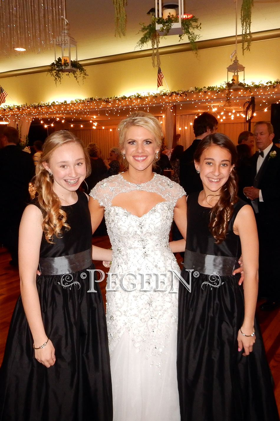 Black and arial blue silver Jr. Bridesmaids dresses