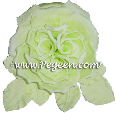 Green Silk Handmade flower for our flower girl dress