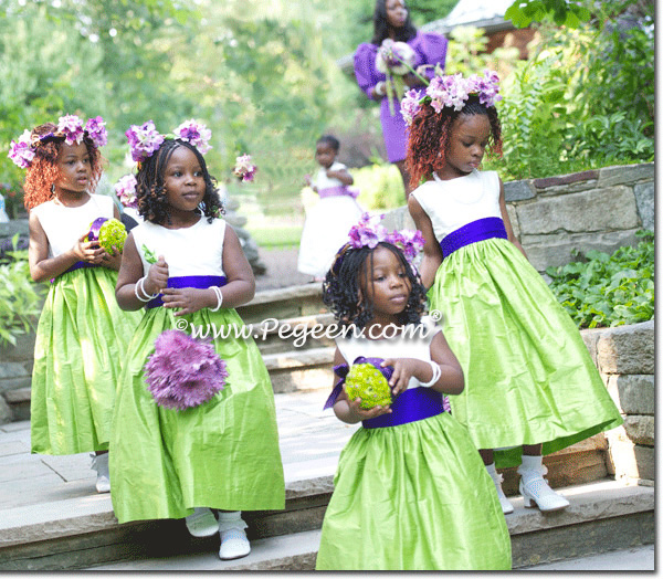 Mardi Gras Themed Flower Girl & Jr Bridesmaid Dresses