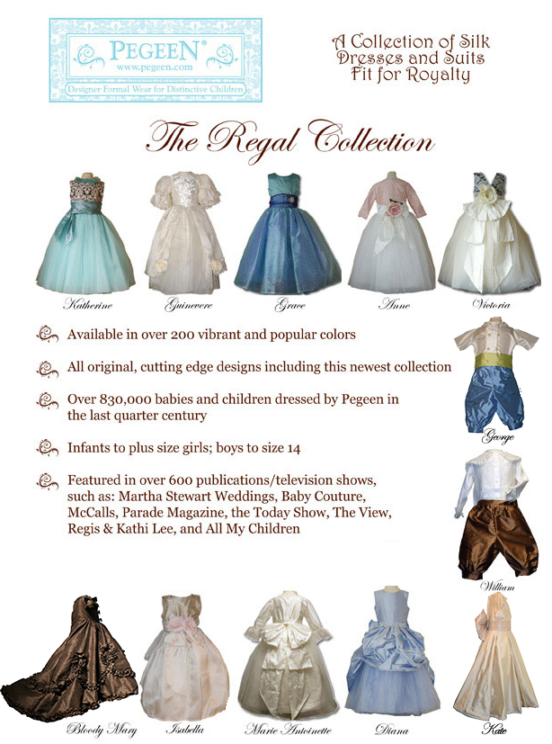 Flower girl dresses and page boy suits from the Regal Collection