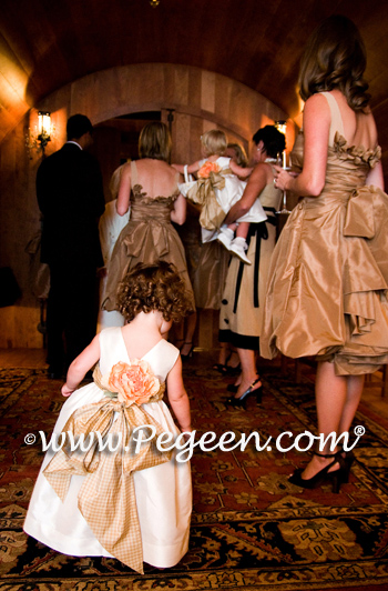 Toddler flower girl dresses with sivory and gold flowers