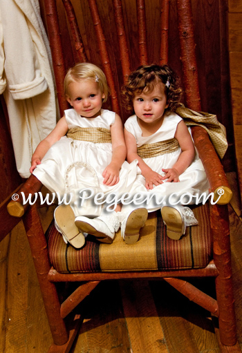 Ivory and Gold flower girl dresses