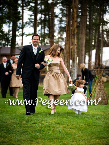 Toddler flower girl dresses with sivory and gold flowers