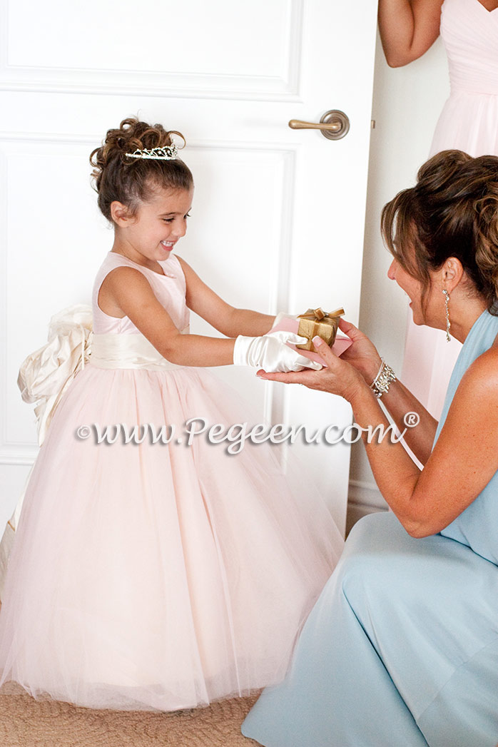 Flower girl dress of The Year - Style 402 in Ballet Pink and Bisque