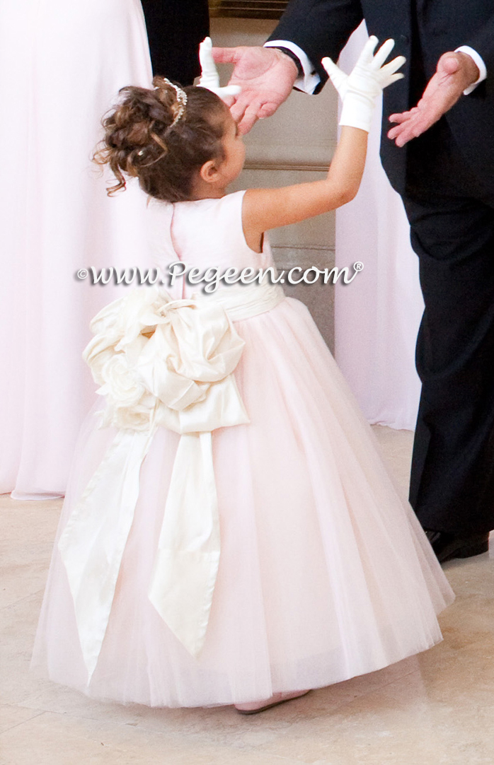 Flower girl dress of The Year - Style 402 in Ballet Pink and Bisque