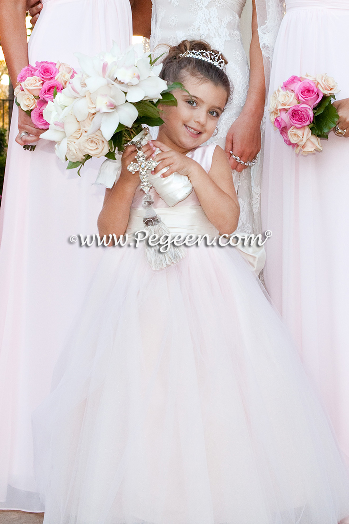 Flower girl dress of The Year - Style 402 in Ballet Pink and Bisque