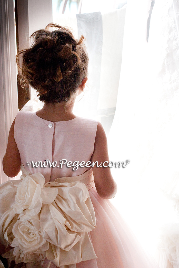 Flower girl dress of The Year - Style 402 in Ballet Pink and Bisque