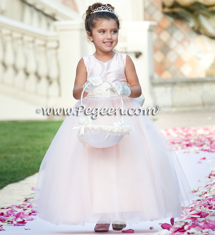 Flower girl dress of The Year - Style 402 in Ballet Pink and Bisque